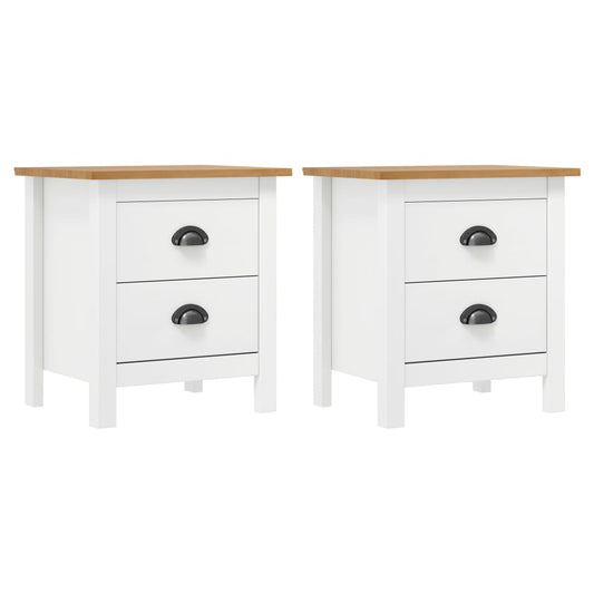 Mesas cabeceira Hill 2 pcs 46x35x49,5cm pinho branco