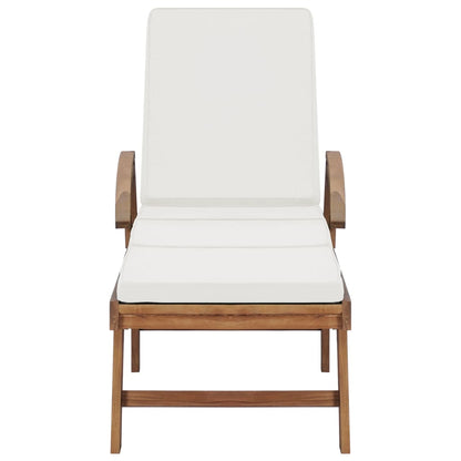 Sun loungers with cushions 2 pcs solid teak cream color