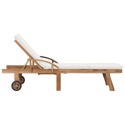 Sun loungers with cushions 2 pcs solid teak cream color