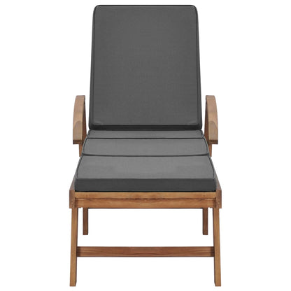 Sun loungers + cushions 2 pcs solid teak dark grey