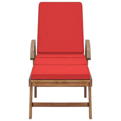 Sun loungers with cushions 2 pcs solid teak red