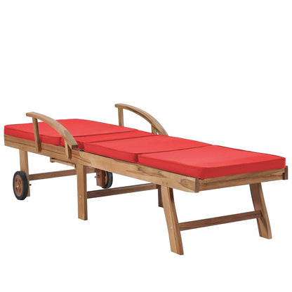 Sun loungers with cushions 2 pcs solid teak red