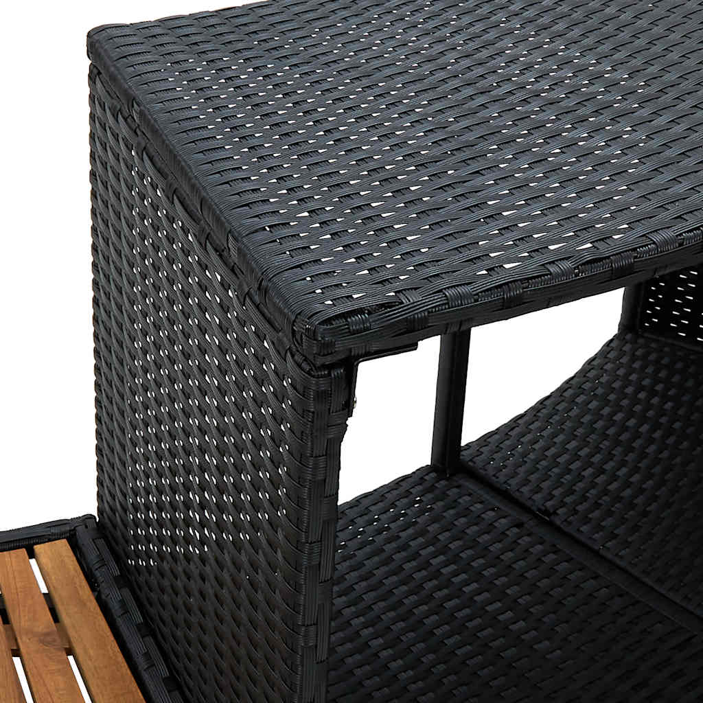 Black PE wicker and solid acacia wood spa surround