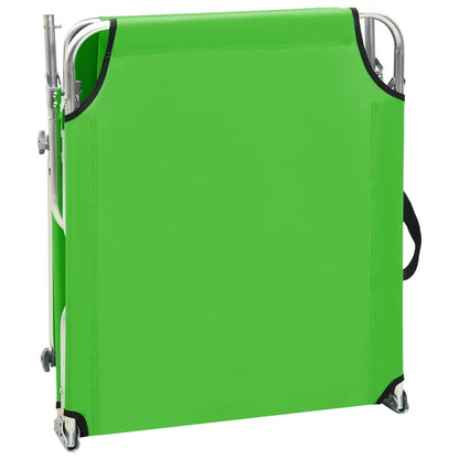 Sun lounger with apple green steel canopy