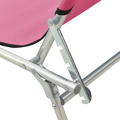 Folding sun lounger with canopy steel pink magento