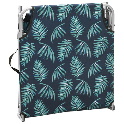 Steel and fabric folding sun lounger with printed leaves