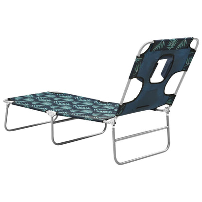 Folding sun lounger + head cushion steel leaf design
