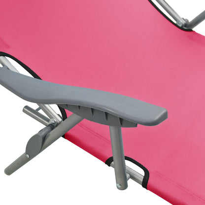 Pink steel sun lounger with canopy