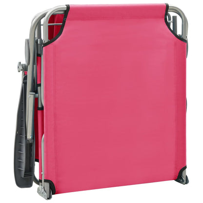 Pink steel sun lounger with canopy