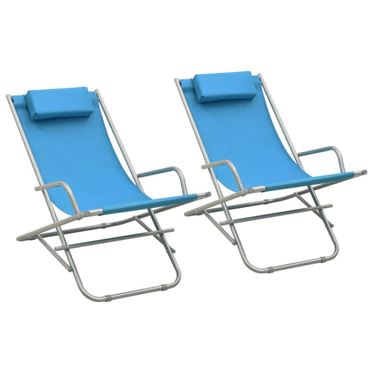 Rocking chairs 2 pcs blue steel
