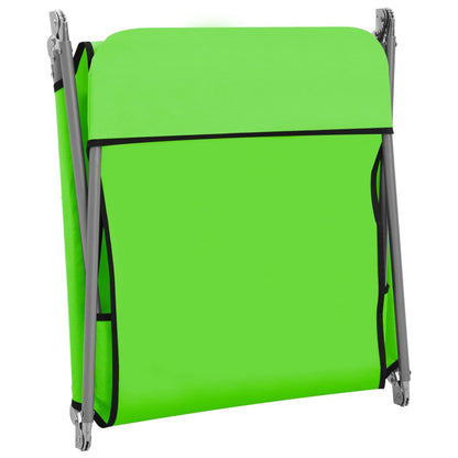 Folding sun loungers 2 pcs steel and green fabric