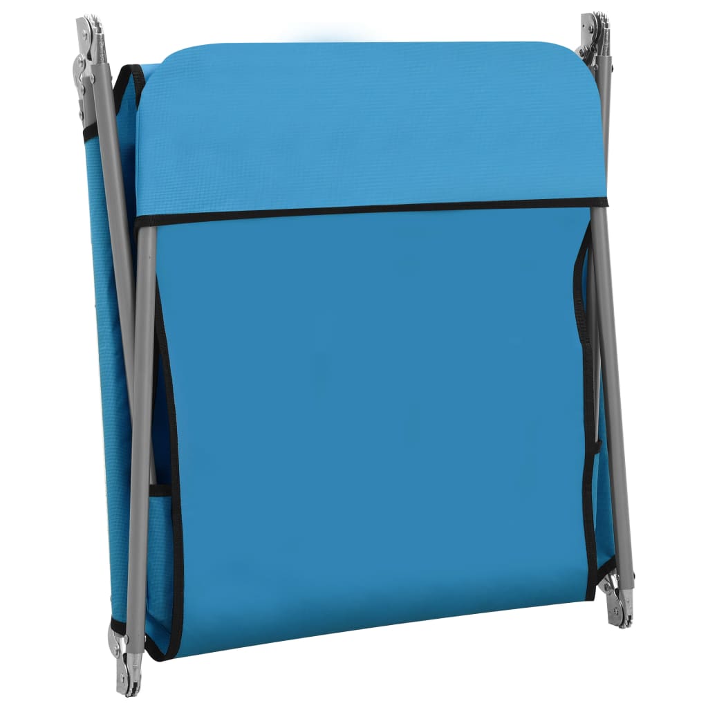 Folding sun loungers 2 pcs steel and blue fabric