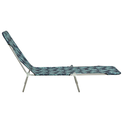 Folding sun loungers 2 pcs steel and fabric standard leaves