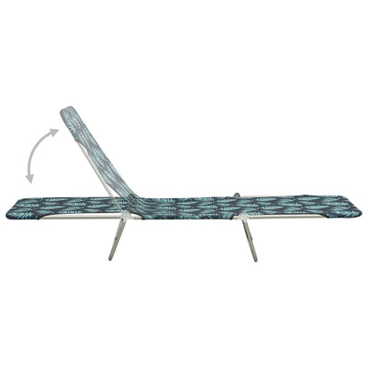 Folding sun loungers 2 pcs steel and fabric standard leaves