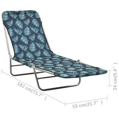 Folding sun loungers 2 pcs steel and fabric standard leaves