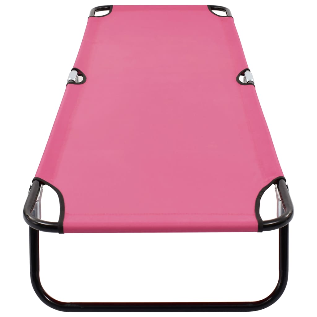 Espreguiçadeira dobrável aço rosa