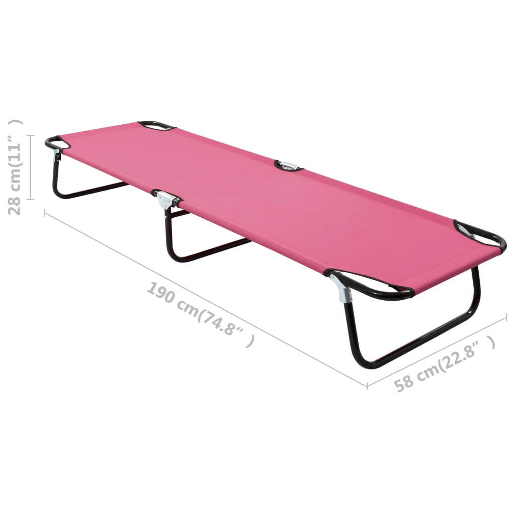Espreguiçadeira dobrável aço rosa