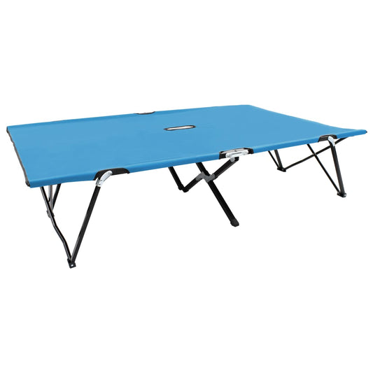 2 person folding sun lounger/bed in blue steel