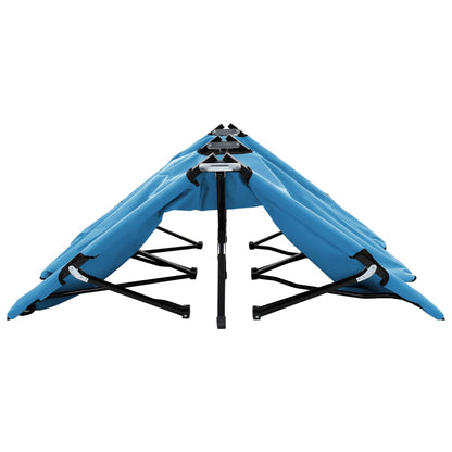 2 person folding sun lounger/bed in blue steel