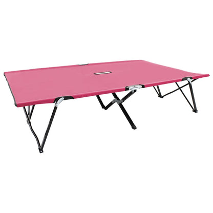 Pink Steel 2 Person Folding Sun Lounger/Bed