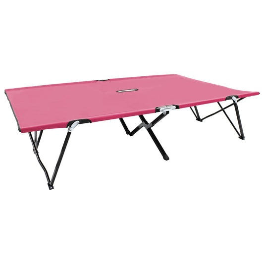 Pink Steel 2 Person Folding Sun Lounger/Bed