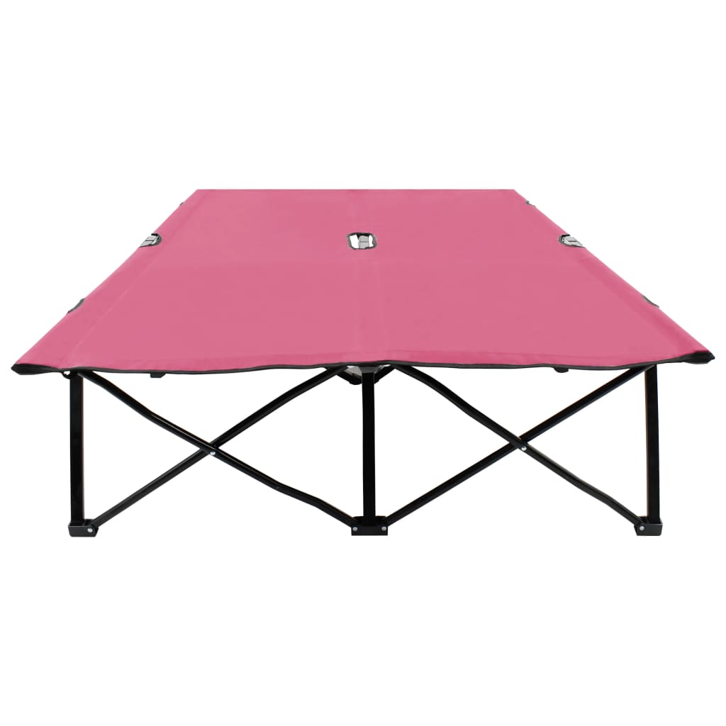 Pink Steel 2 Person Folding Sun Lounger/Bed