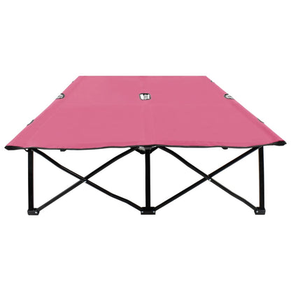 Pink Steel 2 Person Folding Sun Lounger/Bed