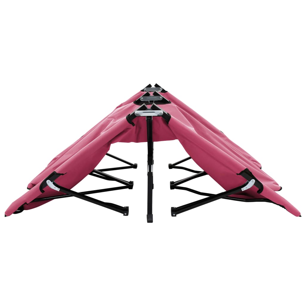 Pink Steel 2 Person Folding Sun Lounger/Bed