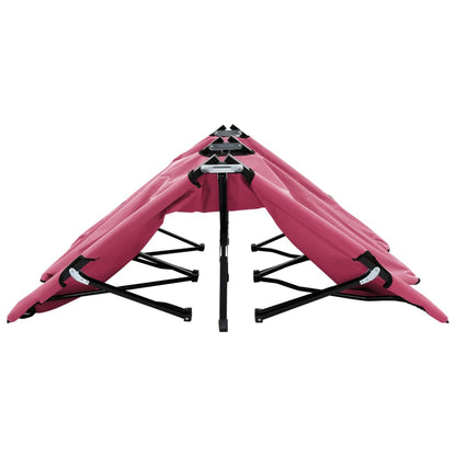 Pink Steel 2 Person Folding Sun Lounger/Bed