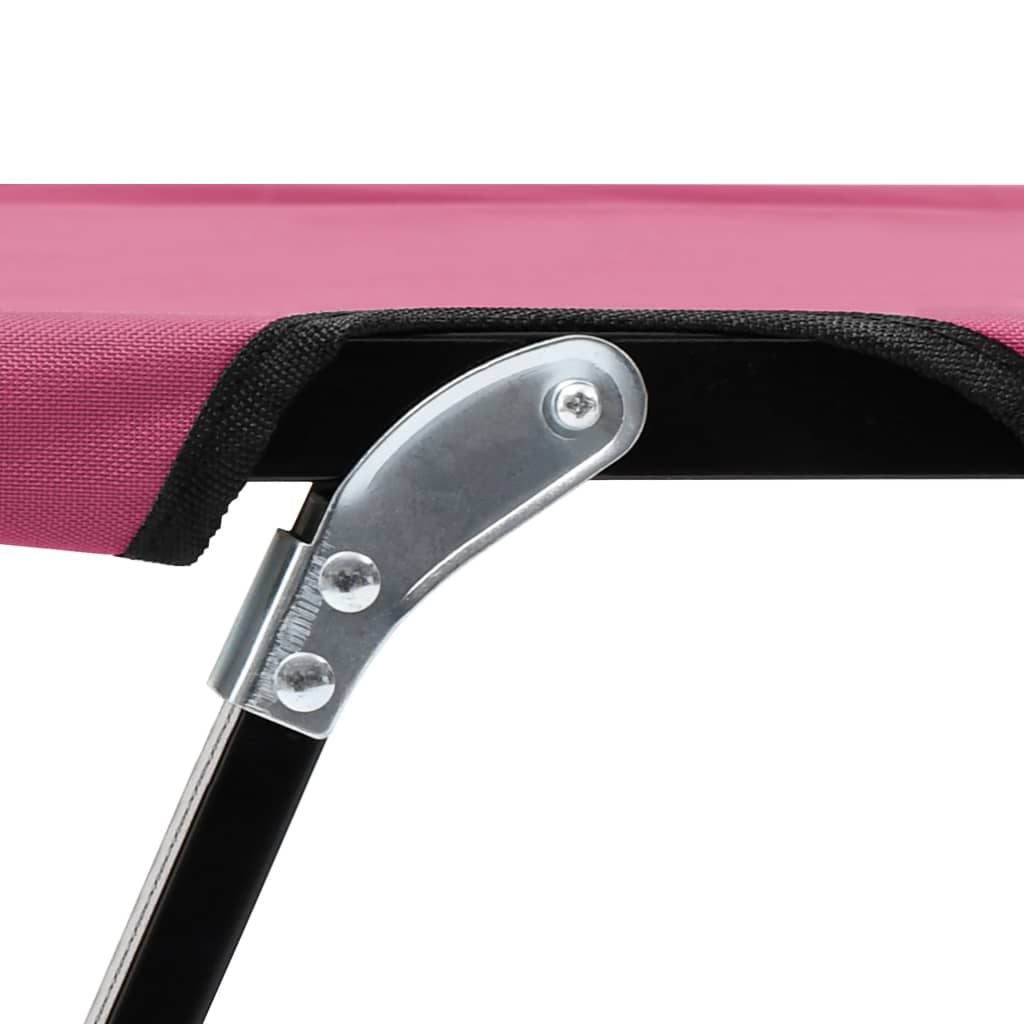 Pink Steel 2 Person Folding Sun Lounger/Bed