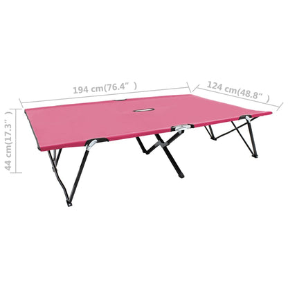 Pink Steel 2 Person Folding Sun Lounger/Bed