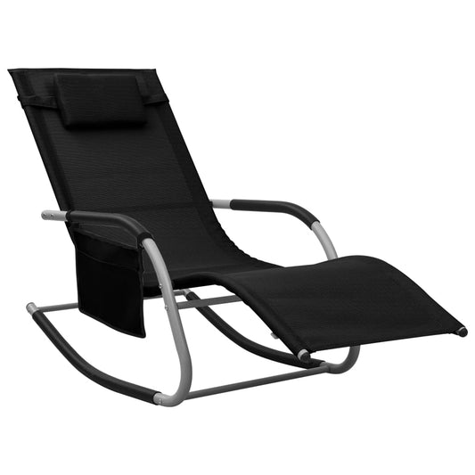 Black and grey textilene sun lounger