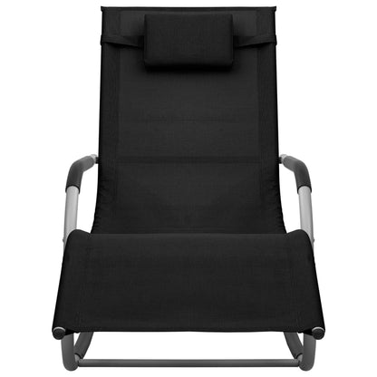 Black and grey textilene sun lounger
