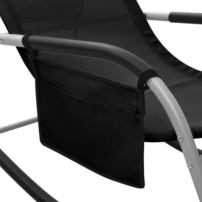 Black and grey textilene sun lounger