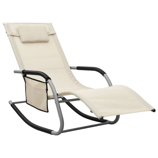 Textilene sun lounger in cream and grey
