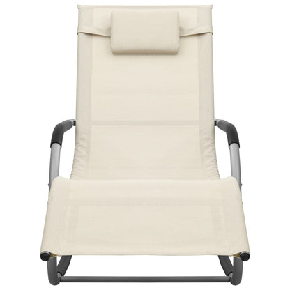 Textilene sun lounger in cream and grey