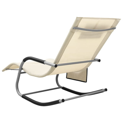 Textilene sun lounger in cream and grey