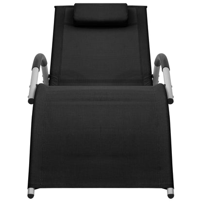 Black and grey textilene sun lounger