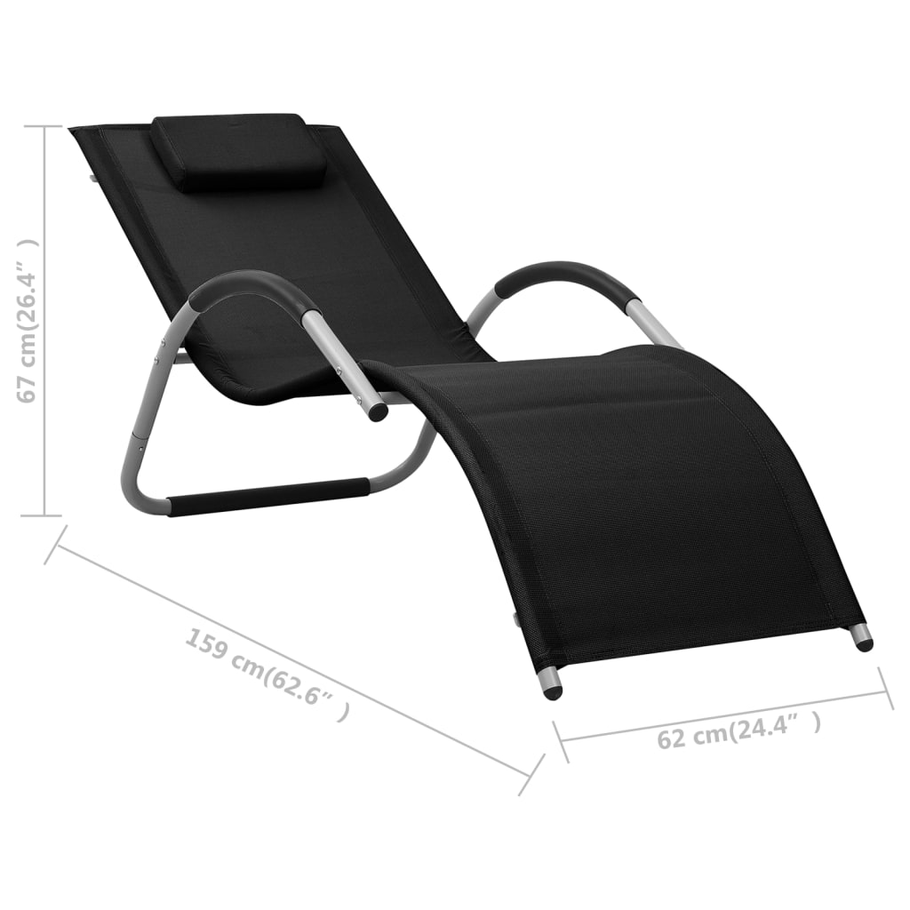 Black and grey textilene sun lounger