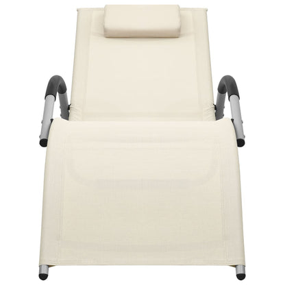 Textilene sun lounger in cream and grey