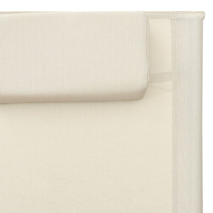 Textilene sun lounger in cream and grey