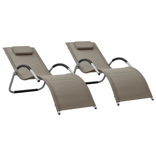 Sun loungers 2 pcs textilene grey-brown and grey