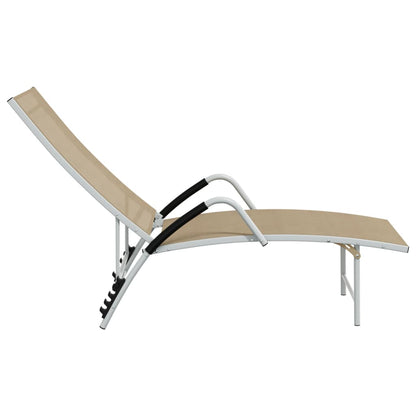 Textilene and aluminum sun lounger in cream color