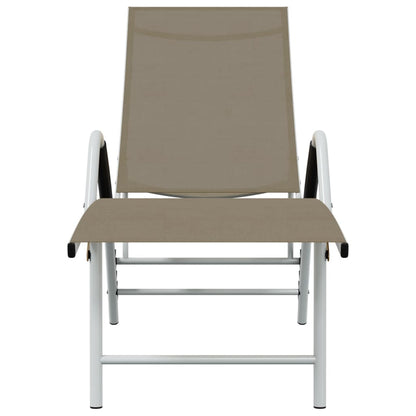 Textilene and aluminium sun lounger in grey-brown
