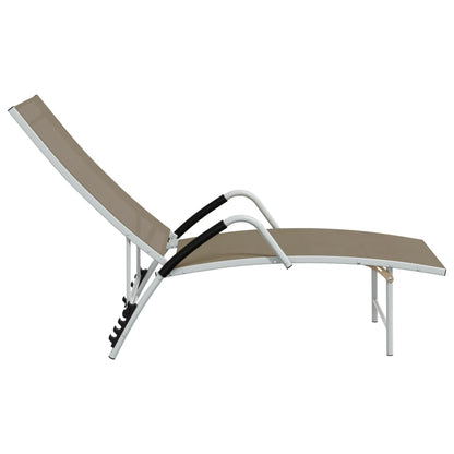 Textilene and aluminium sun lounger in grey-brown