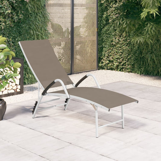 Textilene and aluminium sun lounger in grey-brown