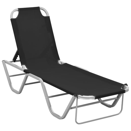 Aluminum and black textilene sun lounger