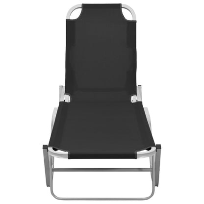 Aluminum and black textilene sun lounger