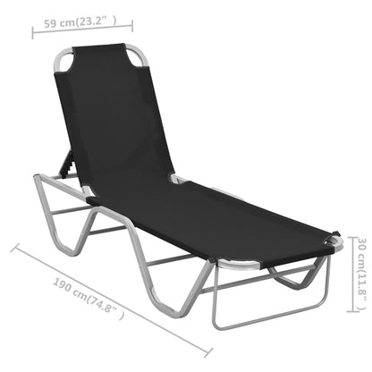 Aluminum and black textilene sun lounger