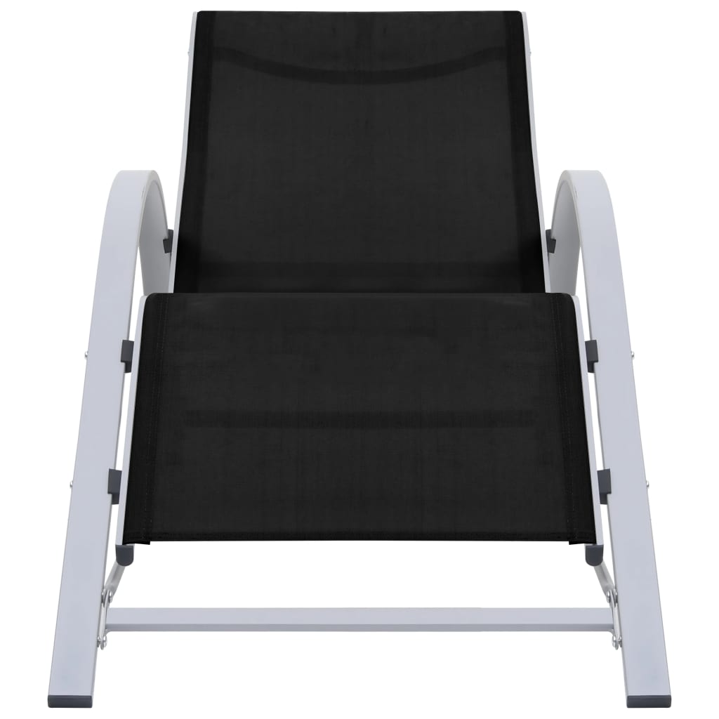 Espreguiçadeiras com mesa 2 pcs alumínio preto